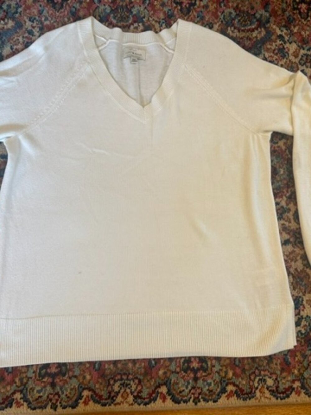 Lucky Brand Soft White Long Sleeve Top w Relaxed Neckline Pullover Sweater - Med